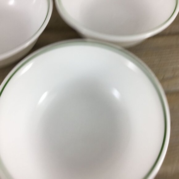 Corelle Set Of 5 White Soup/Cereal Bowls with Dark Green Band 6 1/4" - Picture 3 of 12